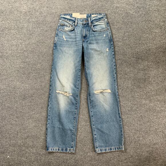 Cotton On:Jeans Womens 22 Storm Blue Rip Low Rise Straight Distressed Denim - Picture 2 of 14